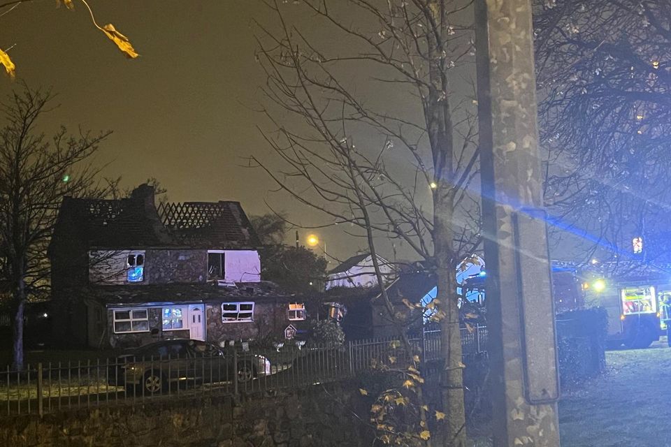 The scene in Tralee where a house explosion occurred shortly after 5pm